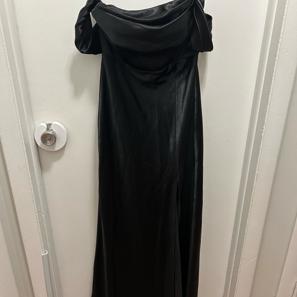 Birdey Grey Mia Convertible Shiny Black Satin Dress - Picture 5 of 7
